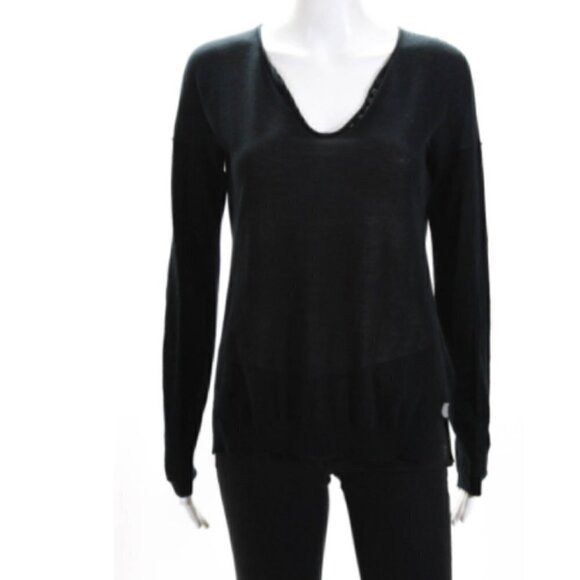 Zadig&Voltaire Black Strass Skull Long Sleeve NWOT - Picture 3 of 7